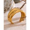 Eetit 18K Golden PVD Plated Stainless Steel Double Layer Cuff Statement Bracelet Bangle Smooth Metal Texture Attractive Jewelry