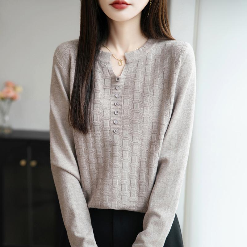 

Осень и Зима Новый Пуловер Свитер V-образный вырез Вязаный Свитер Жаккардовый Женский Весенний Базовый Слой M