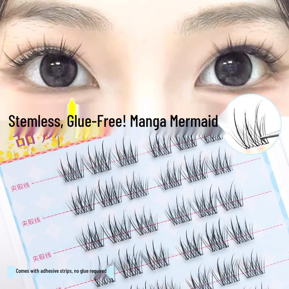 Mermaid Sectional False Eyelashes for Big Camera-Ready Eyes - Adhesive-Free, Stemless, Comfortable & Realistic for Newbies