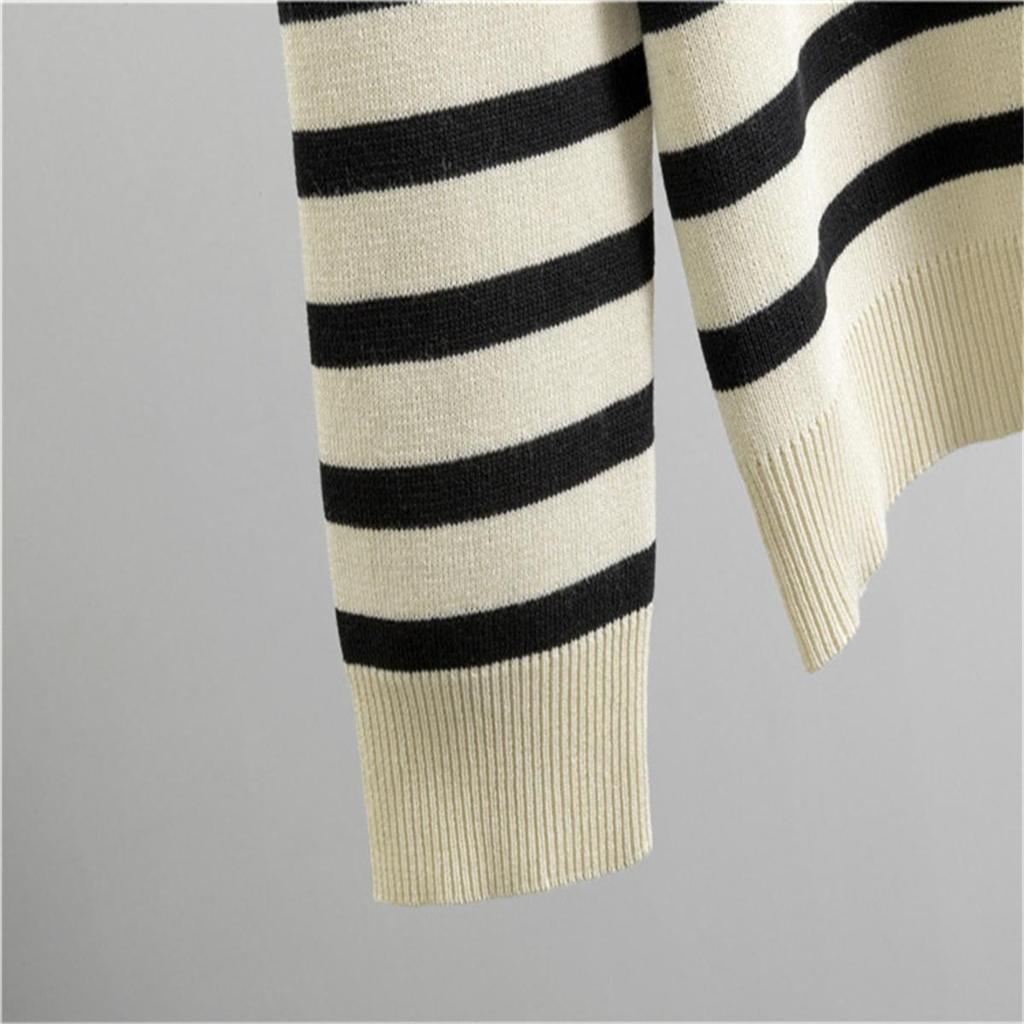 Spring Casual Fashion Suit Fashionable Striped Knitted Top Wide Leg Pants Two Piece Set for Women