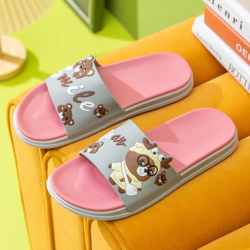 Hausschuhe Damen tragen dicke Sohlen, Sommer Zuhause Indoor Heimmode Cartoon rutschfest coole Hausschuhe