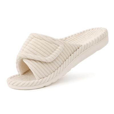 Fashion Crestar Women's Fuzzy Plush Slippers Lady Fashion Open Toe House Slippers Faux Fur Lined Slides Indoor Non-slip Cotton Slipper