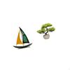 Iron Bonsai Sailboat Tabletop Ornament Decorative Greenery Sculpture Faux Plant Collection for Desk