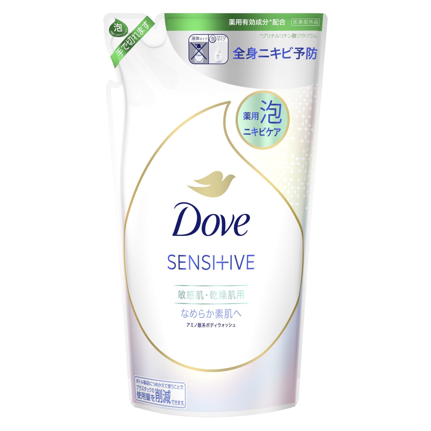 

Dove Medicated Acne Care Foaming Body Wash 430g Back [Quasi-drug] Refill, (For Acne) белый