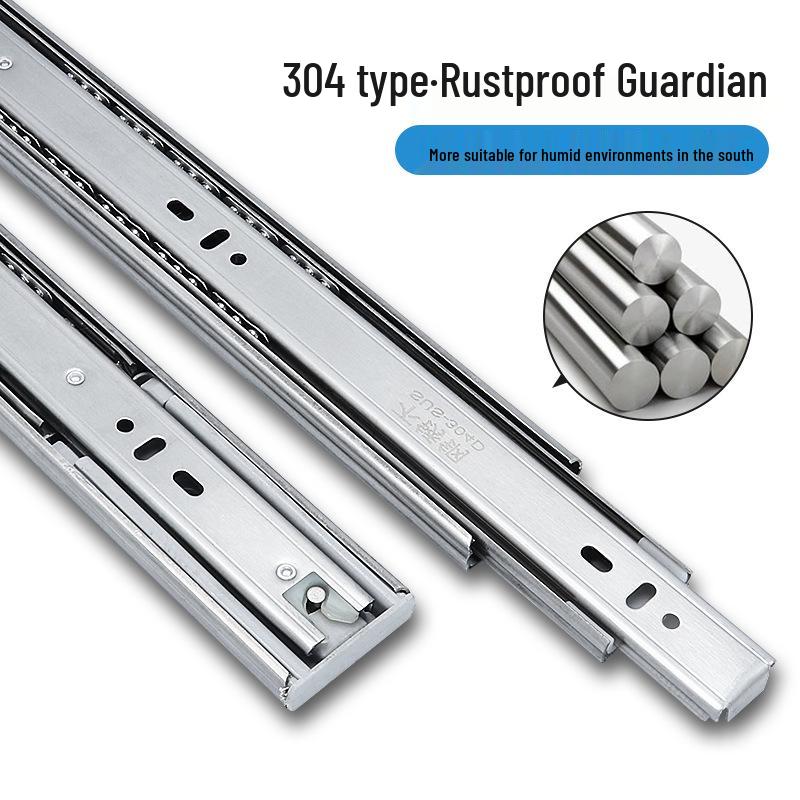 Soft-Close 304 Stainless Steel Drawer Slides - Hydraulic Silent Runners, Heavy-Duty Guide Rails