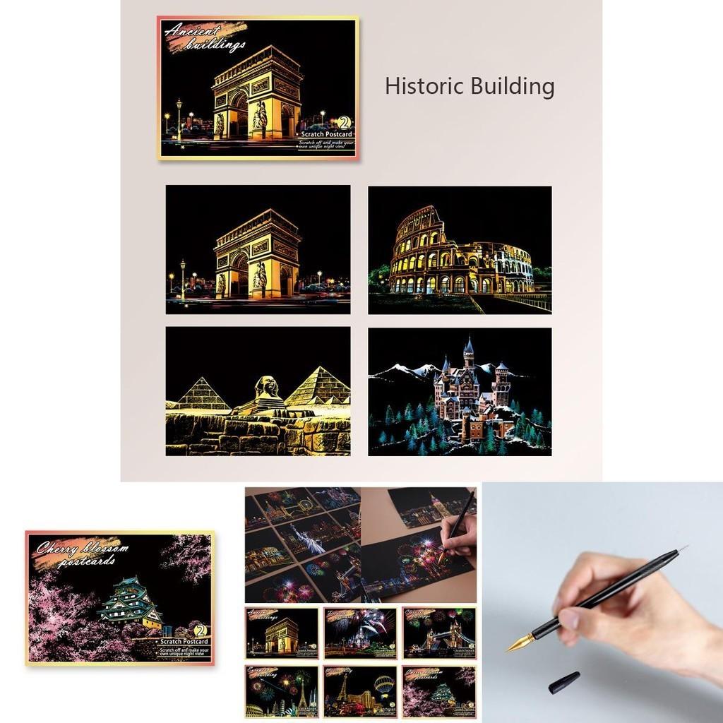 Kit de Papel para Pintar con Rascar 'Vista Nocturna Mágica' Para Diversión y Exploración Creativa Infantil