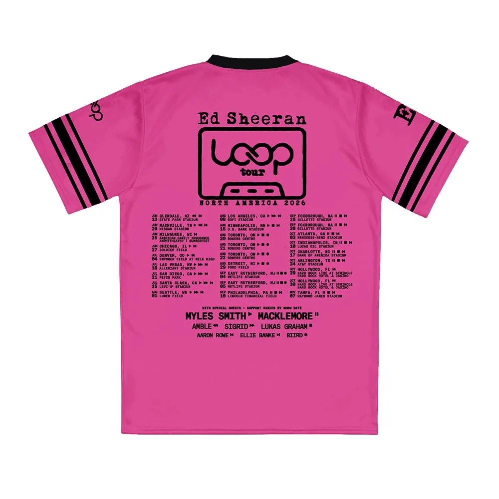 Ed Sheeran Loop Tour North America 2026 Jersey V-neck Short Sleeve Loose Male T-shirt Singer Design Graphic 3D Print Tees Merch Anime T-shirt