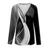 Women's Shirt Blouse Casual Loose Shirts Print Long Sleeve V Neck Zipper T-shirts Tee Pullover Tops