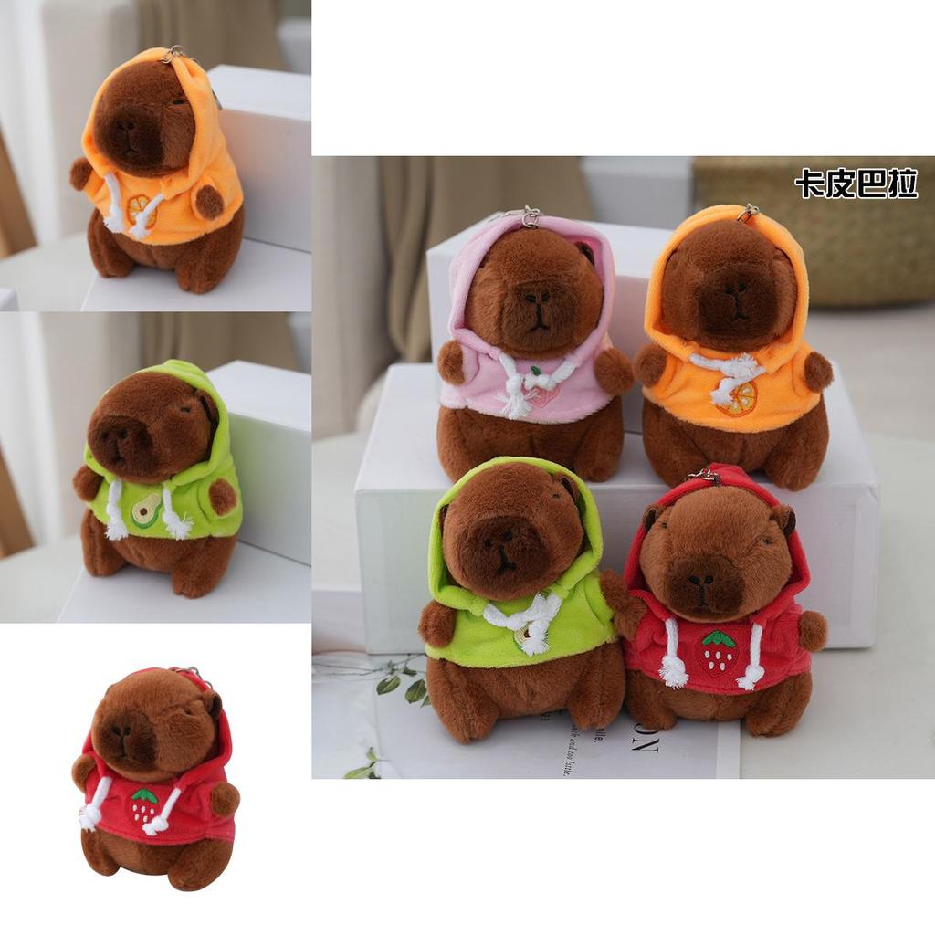 Adorable Capybara Plush Keychain Soft Stuffed Animal Toy In Peach Pink 12cm