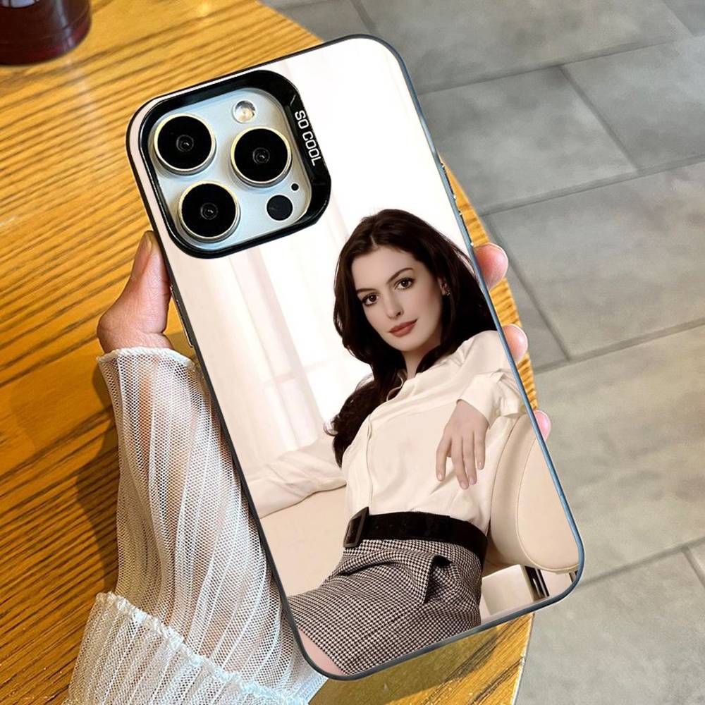 Actor Anne H-Hathaway-y White Queen Phone Case For iPhone 16 17 15 14 12 13 Pro Max Black Color Shockproof Cover