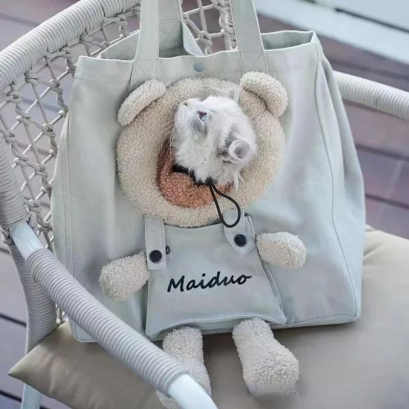 Cat Dog Carrier Bag Canvas Tote Outdoor Transport One Shoulder Bag for Small Dogs Handbag Pouch Puppy Carrier Travel Pet Carrier