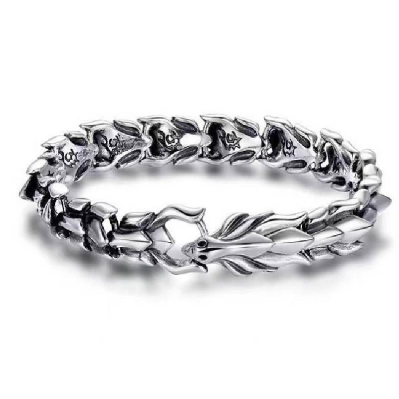 

Dragon Dragon Head Scale Dragon Bone Bracelet Hiphop Jewelry Men For Silver,S