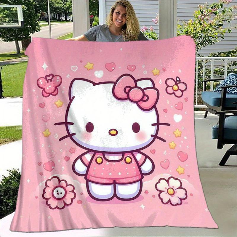 1pc Adorable Hello Kitty Pink Blanket - Cute Home Decor, Office Napkin, Outdoor Throw Gift for All Seasonsz041719