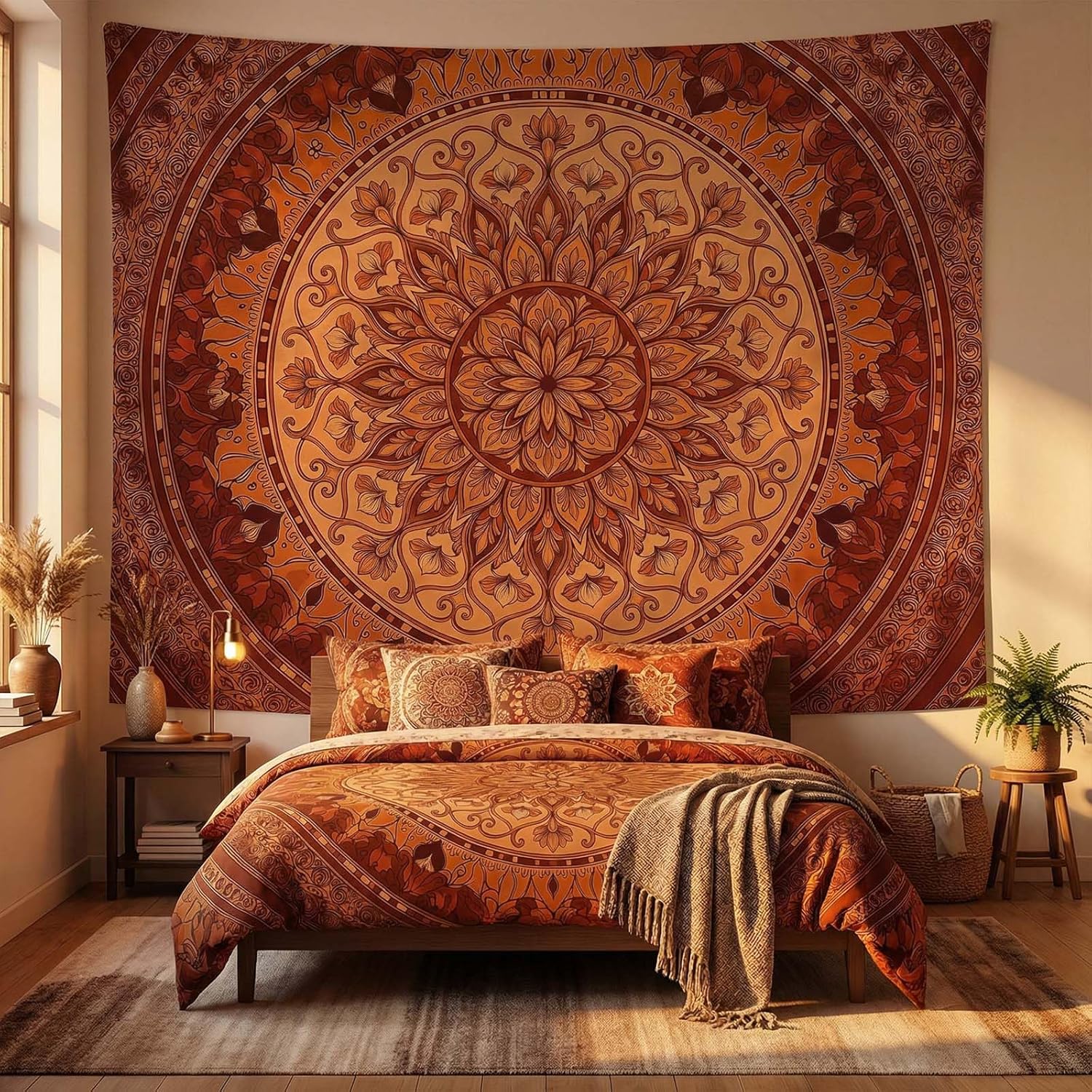 Boho Tuksneša Saules Gobelēni Akvareļa Kalnu