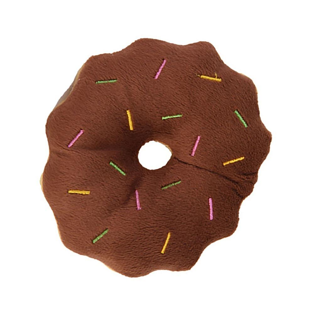 Bite Resist Texture Plush Donut Toy Round Shape Puppy Play Toy Small Medium Dogs