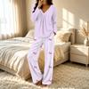 Women's V-Neck Loose Fit Printed Pajama Set Two Piece Sleepwear for Casual