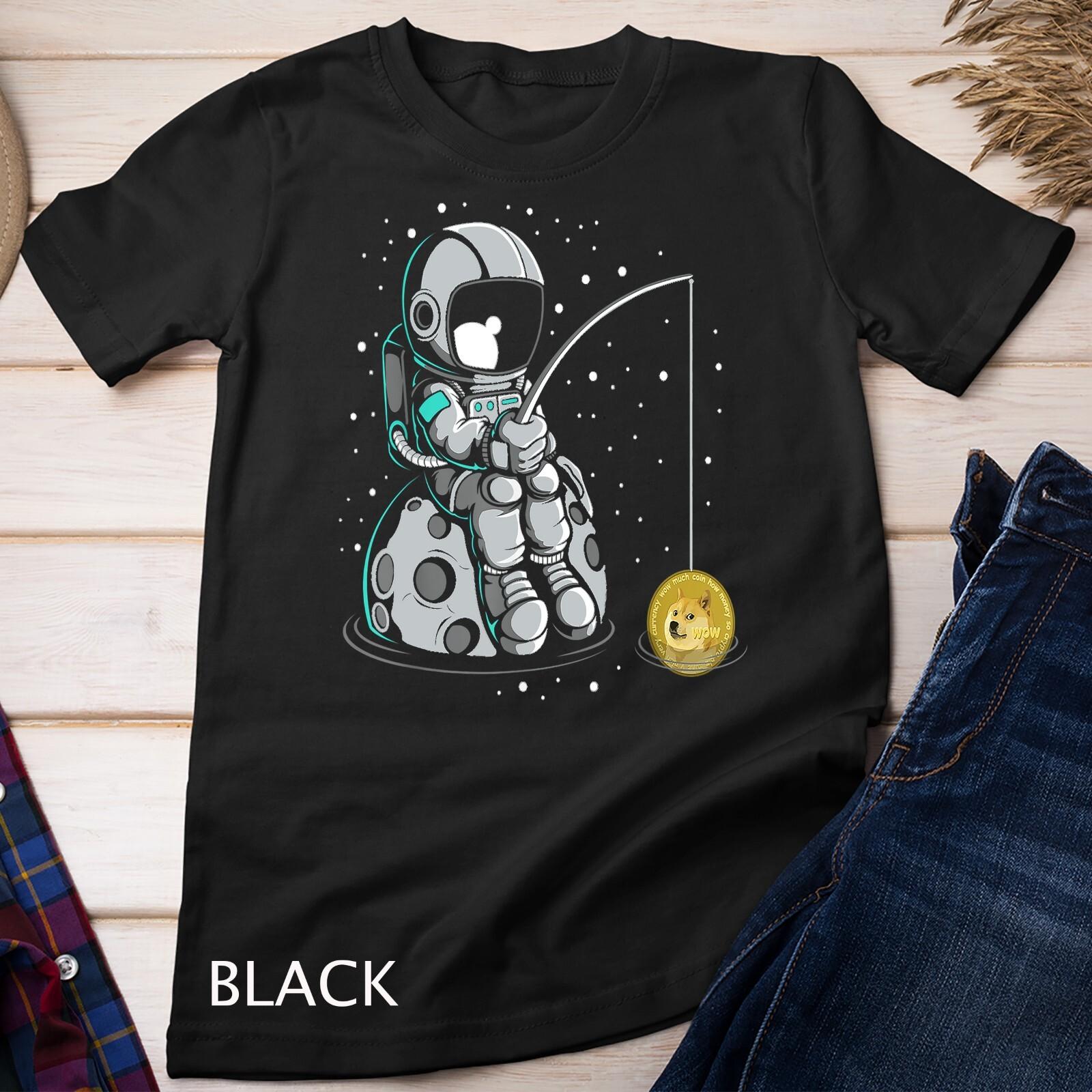 Dogecoin Fishing, Crypto Bullrun Doge Token Rich Millionaire Unisex T-Shirt Mens Womens Tees Top L
