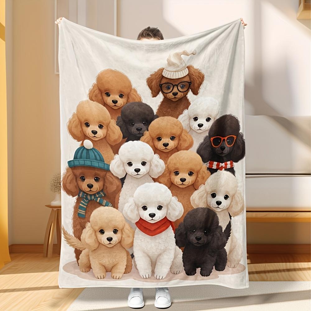 Fluffy Dog Friends Blanket Throw Cozy Pet Dog Picture Cute Nursery Toddler Baby Gift Idea Warm Xmas Decor Housewarming Gift