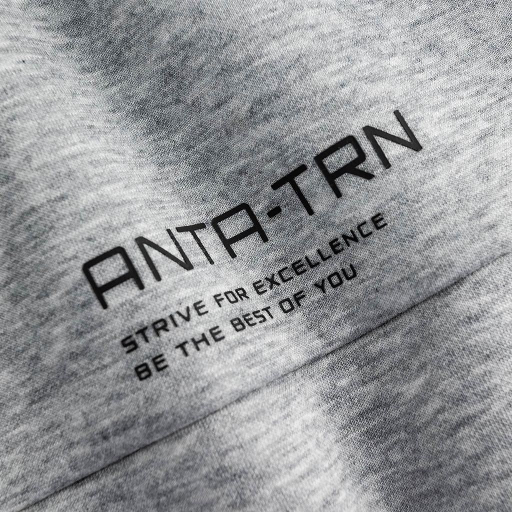 Anta Men's Light Heather Gray Knit Windproof Hooded Sports Jacket 952547701-1