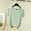 Women's U Neck Short Sleeve T Shirt Loose Fit Commuter Modal Fabric Solid Color Casual Basic Tee For Summer Daily Inner Layering Wear