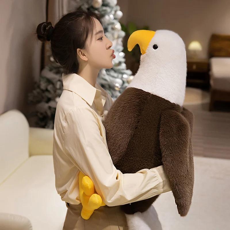 Lifelike American Eagle Owl Plush Toy Soft Stuffed Animal RealLife Bird Doll Home Decor Kids Children Boys Birthday Gift