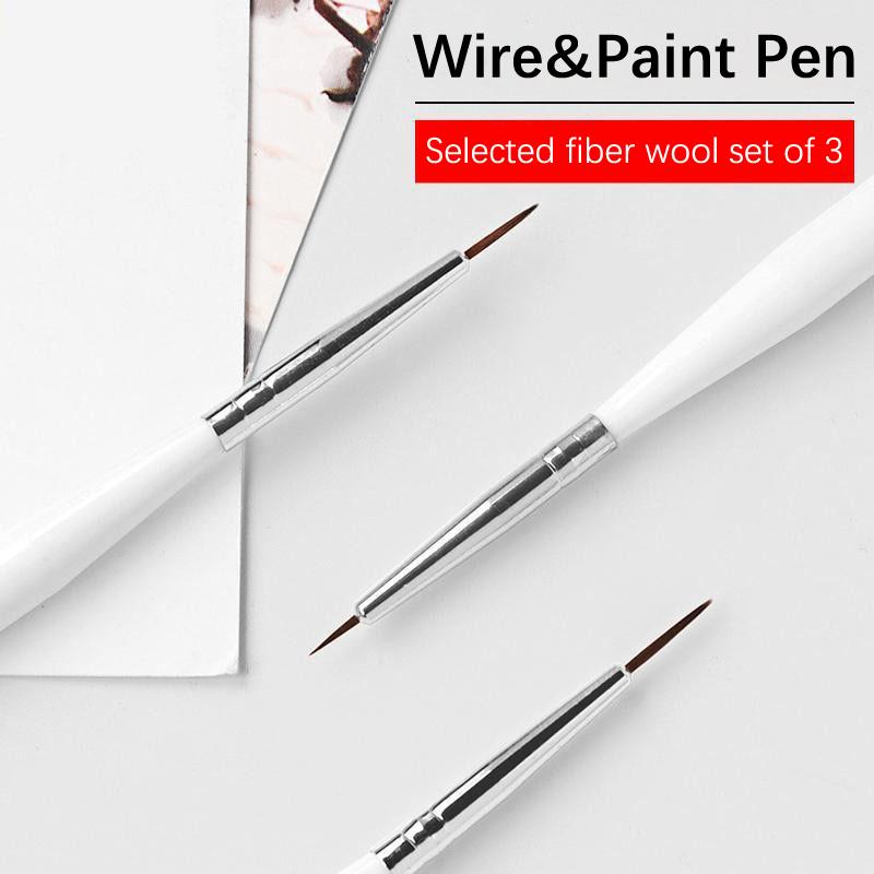 3Pcs/Set Acrylic French Stripe Nail Art Line Painting Pen 3D Tips Manicure Slim Line Drawing Pen Uv Gel Brushes Painting Tools