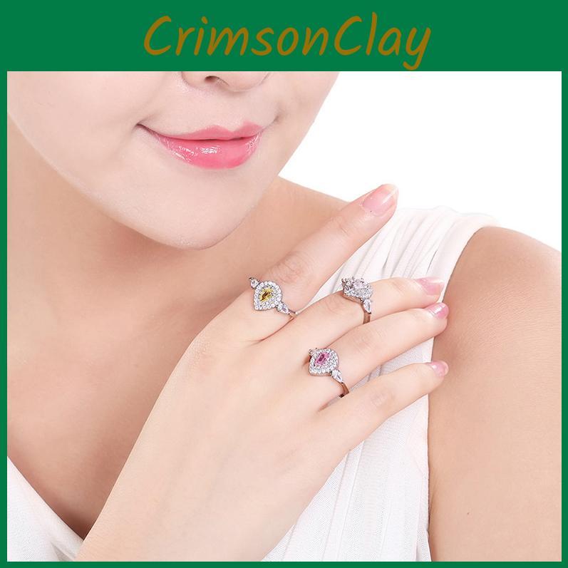 Bague de Fiançailles Élégante en Diamant Rose avec un Design Classique en Forme de Goutte d'Eau pour Femmes