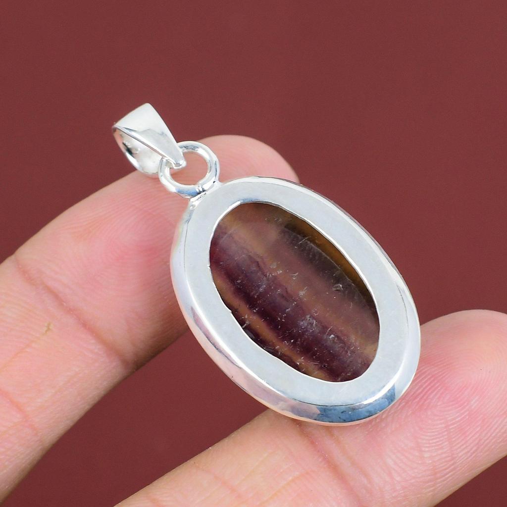 Multi Fluorite Pendant Gemstone Jewelry Elegant Pendant 925 Sterling Silver Pendant Unique Multi Fluorite Jewelry Handmade Pendant For Gifts