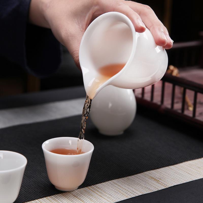 Dehua simple ceramic kung fu tea set white porcelain suet jade tea sea tea tea ware single product fair cup accessories