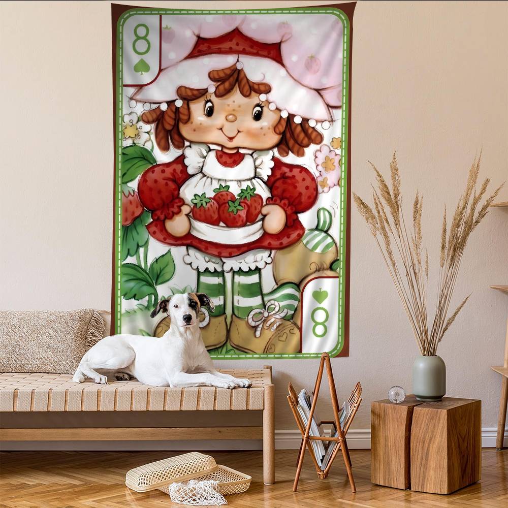 Cartoon Strawberry Shortcake DIY Wall Tapestry Art Science Fiction Room Home Decor Wall Art Decor