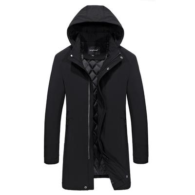 Men's Large Size Autumn and Winter Men's Casual Medium and Long Jacket Middle-aged and Young Men's Thickened Hooded Jacket