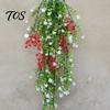Indoor Home Ornament for Festivals Artificial Hanging Vines with Red Berries, Realistic Plastic Cascading Greenery Plants, Lifelike Plants Office