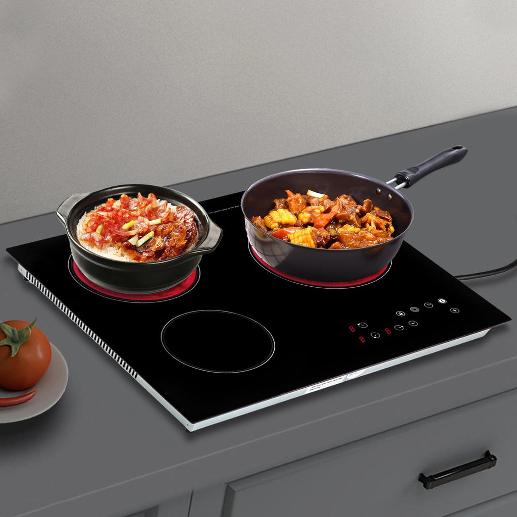Electric Stovetop 3 Burners Radiant Electric Stove 110v 2600w Electric Ceramic Stove Built-In & Countertop Electric Burner