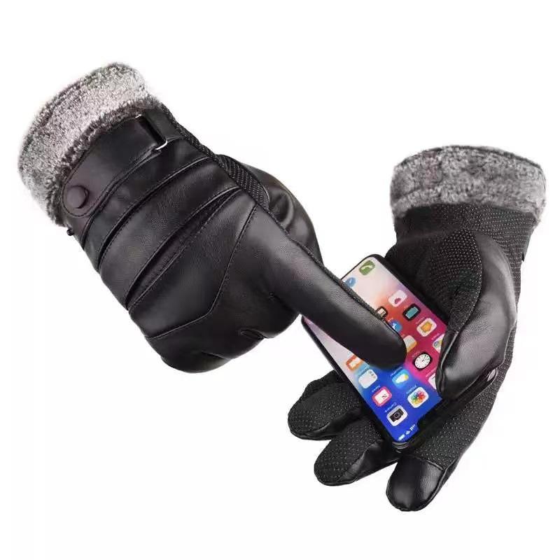 Winter warm gloves thickened velvet cold-proof motorcycle riding electric car gloves windproof touch screen outdoor cotton gloves