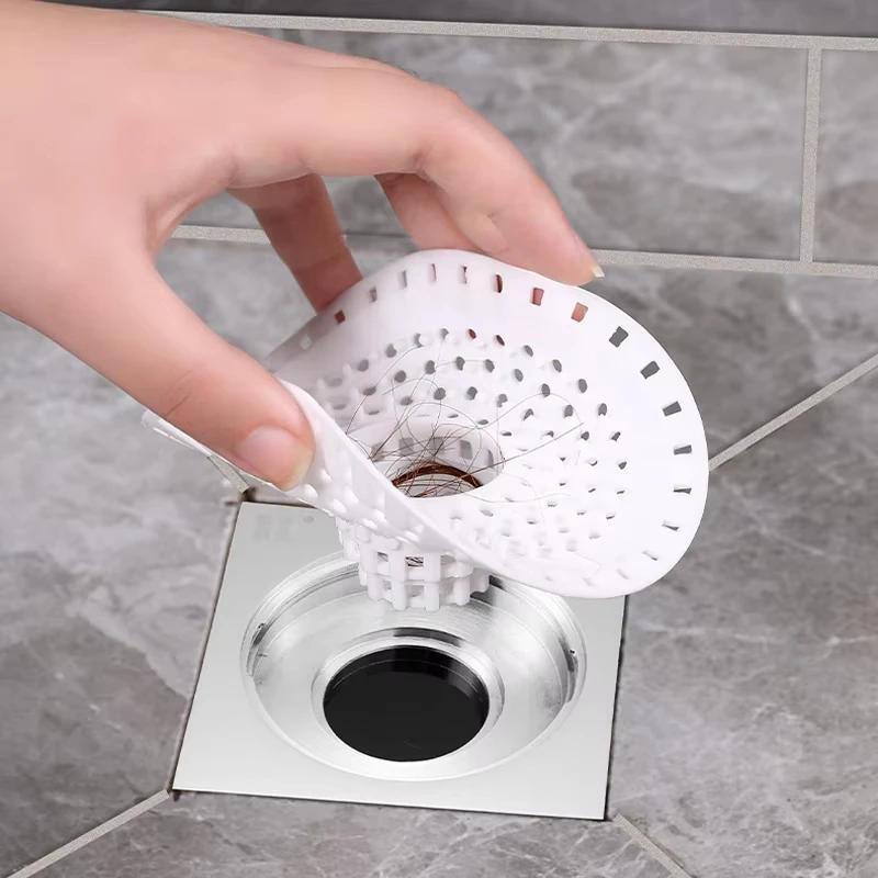 1pc Anti-blocking Silicone Sink Strainer, Hair Clean Up Mesh Trap Floor Drain Shower Drain Pad, Used for Kitchen Bathroom