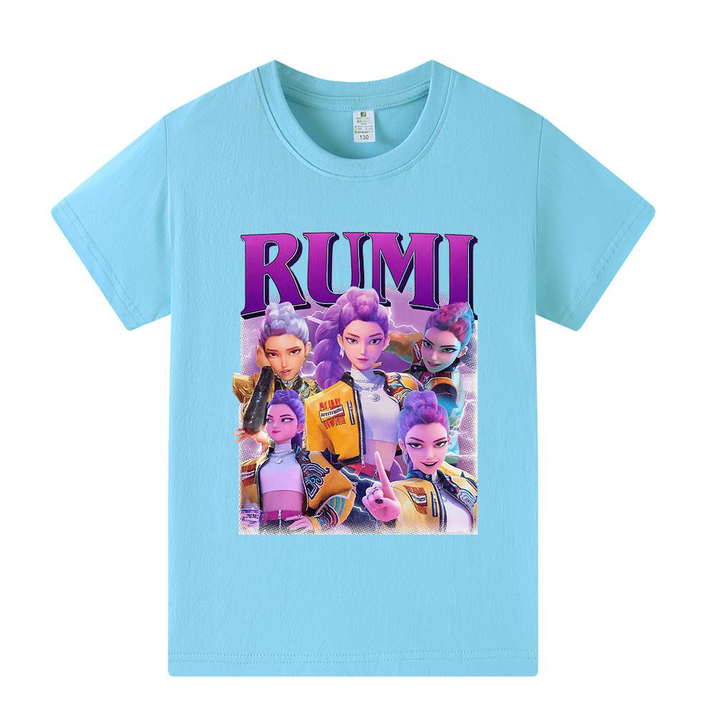 A1208 Kids Boys Girls Kpop Rumi Zoey Mira Print Short Sleeves T-shirt