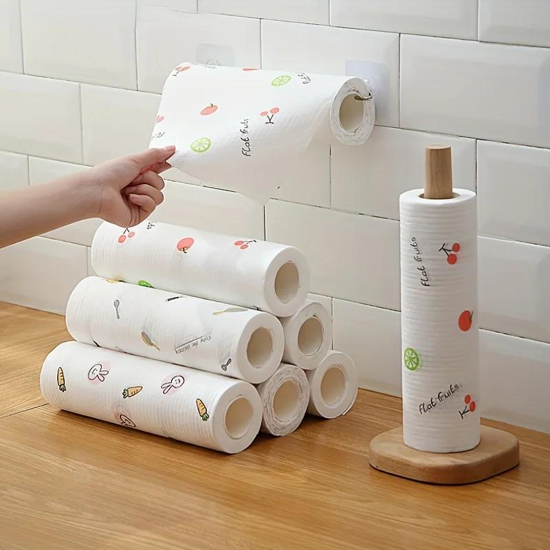 1/4 Roll, 50 Sheets, Reusable Bamboo Kitchen Wipes (wet and Dry), Hand Towel Roll, Suitable for Restaurants and Kitchens