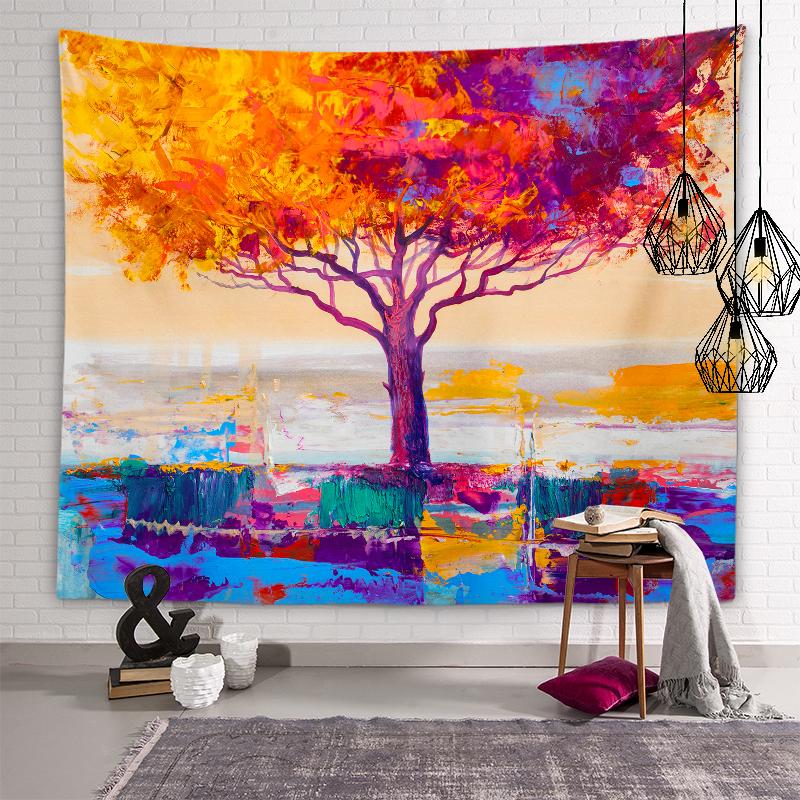 Fashionable Graffiti Tree Series Tapestry Printed Tapestry Home Decoration Wall Hanging Cloth Holiday Furnishings Beach Towel