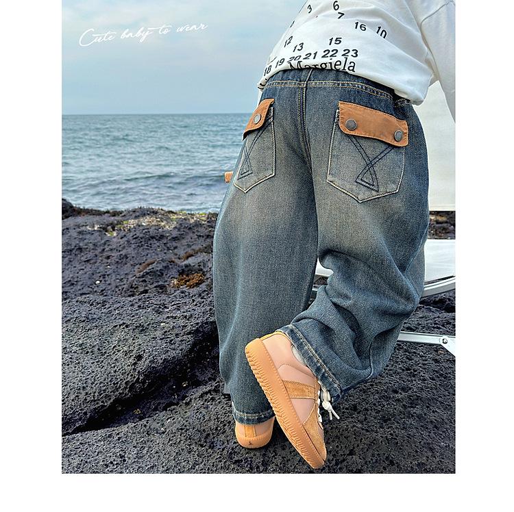 Autumn 2025 Fairy Tale Korean Style Soft Denim Gradient Wash Boys' Jeans - Comfortable, Versatile Long Pants