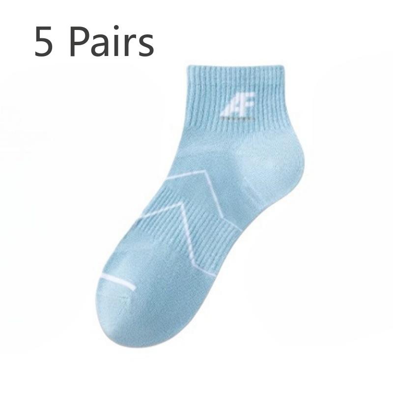 

5 пар мужских летних тонких сетчатых носков из чистого хлопка с дезодорирующим эффектом, впитывающих пот, для молодежи 5 Pairs светло-синий
