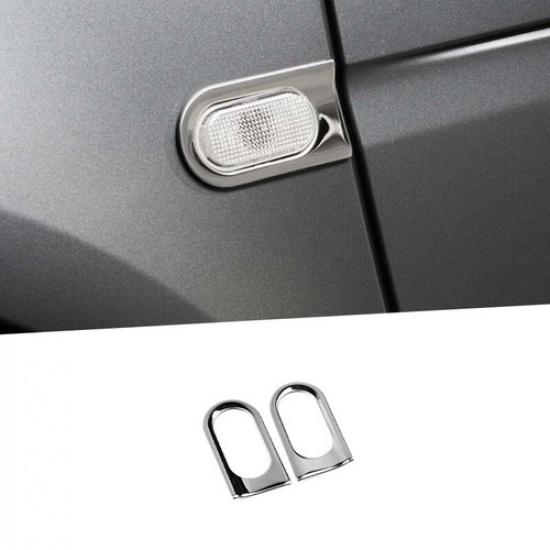 2PCS Cover Frame Trim Turn Signal Silver Steel Fit For Benz Smart Fortwo 2015-20