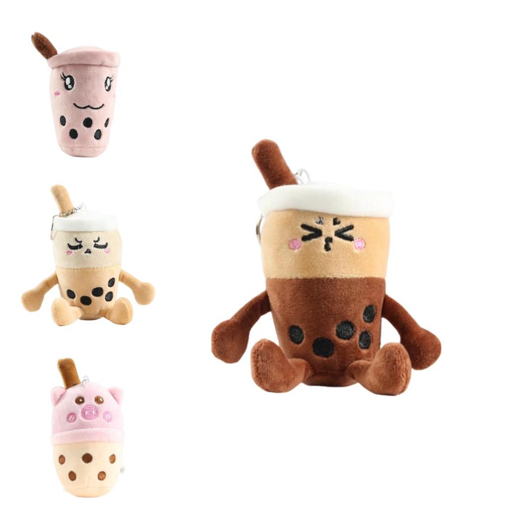 Bubble Tea Plush Toy Pendant Keychain Cute Boba Cup Expression Cartoon Doll Soft Gift