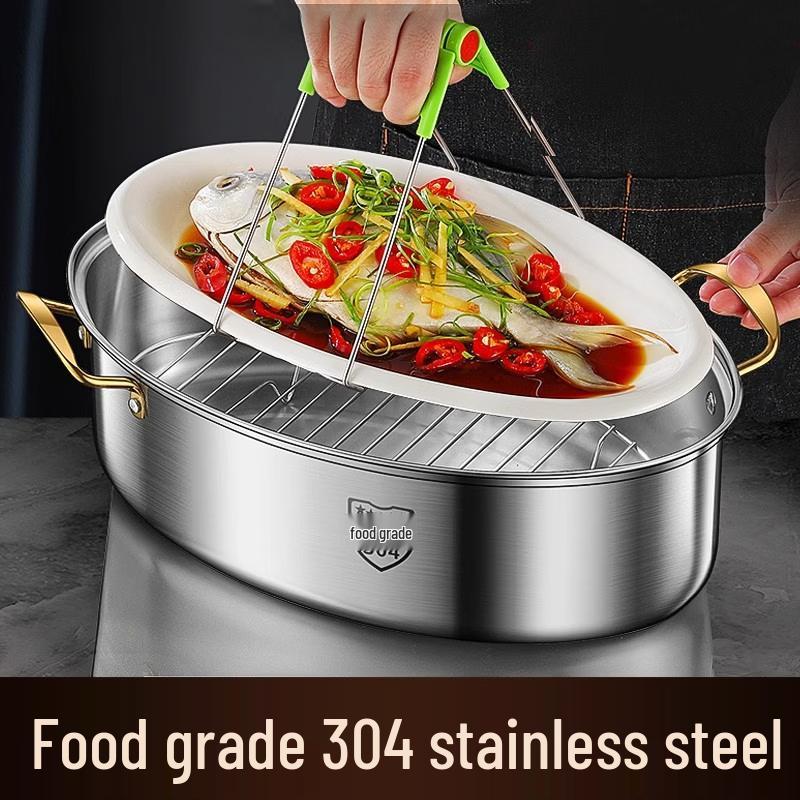Lijia 410 Stainless Steel Oval Fish Steamer Pot Set