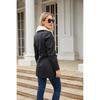 Long-sleeved plus velvet leather jacket women's lapel double-headed zipper belt warm jacket