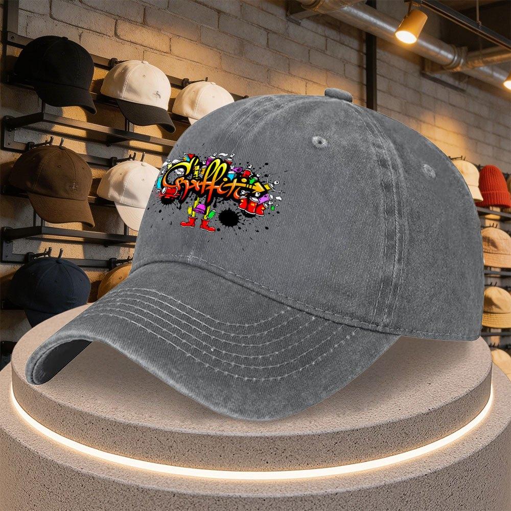 Graffiti Spray Paint Printed Duckbill Baseball Cap Adjustable Casual Hat for Parties Outdoor Sports Daily Wear