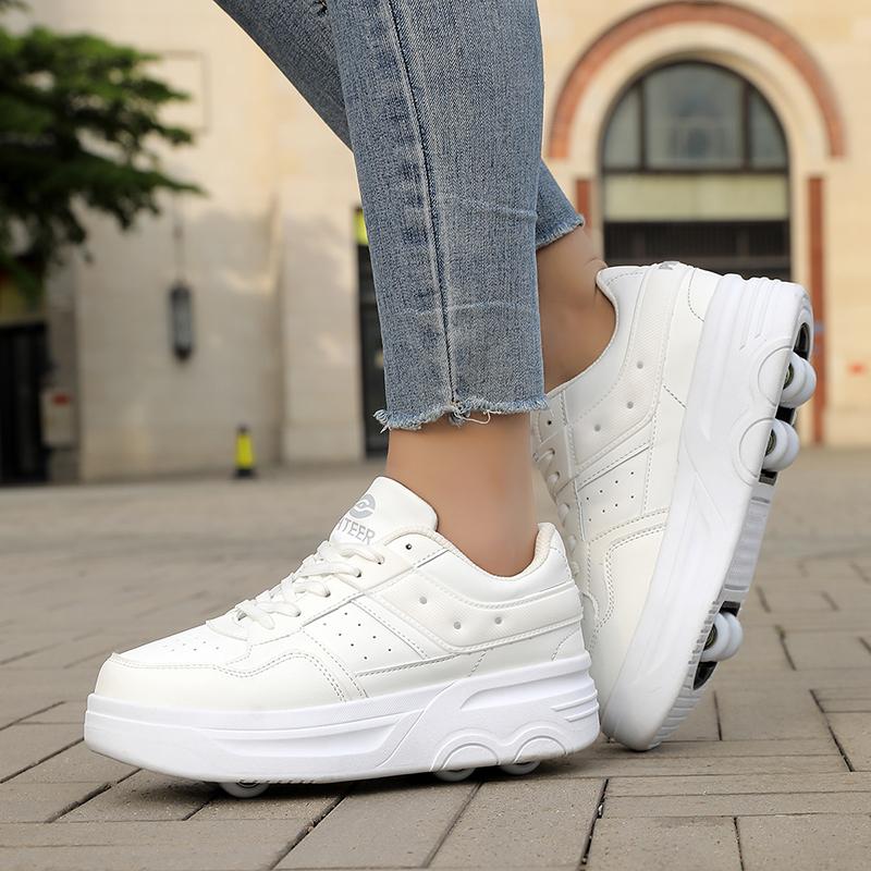 Student Roller Skates for Kids, 6-Wheeled Unisex Skates with Removable Wheels and Straps