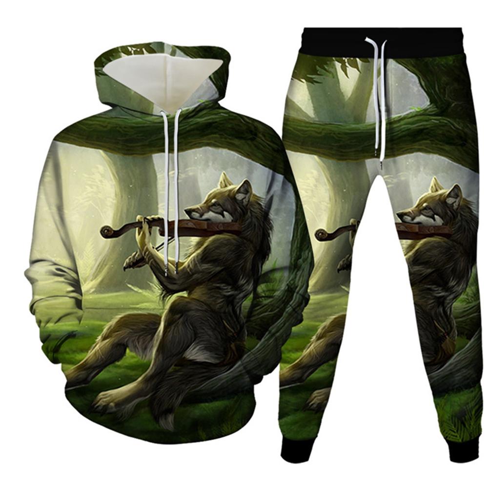 Animal Wolf 3d Print Men's Tracksuit Sets Casual Hoodie and Pants 2pcs Sets Oversized Sweatshirt Fashion Streetwear Men Clothing