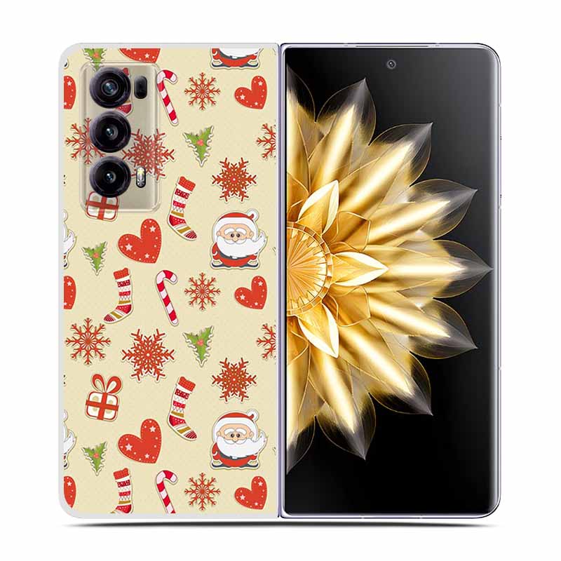 For Honor Magic V2 Case VER-AN1 Christmas Cute Clear Hard Plastic PC Back Cover For Huawei Honor Magic V2 5G Coques Cartoon Bags