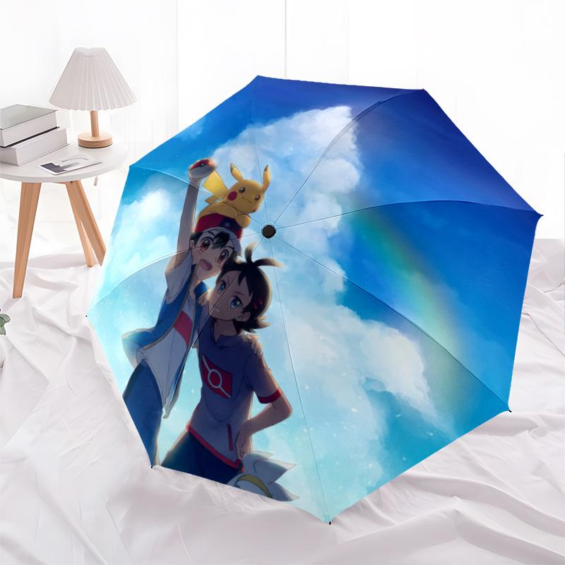 

Pokémon Figures pattern, automatic folding umbrella, portable and foldable design, 8 ribs, a Christmas or birthday gift.