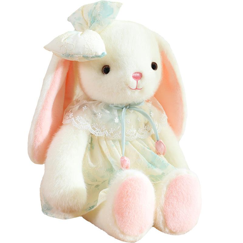 Cute Sweet Flower Skirt Little Rabbit Doll Plush Toy Dress Little White Rabbit Doll Girl Comforting Rag Doll